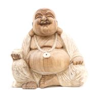 Handsnidad Buddhastaty - 40cm Glad - Vitkalkat