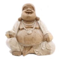 Handsnidad Buddhastaty - 50cm Glad - Vitkalkat
