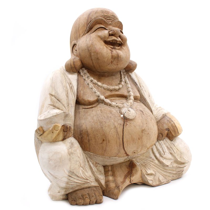 Handsnidad Buddhastaty - 50cm Glad - Vitkalkat