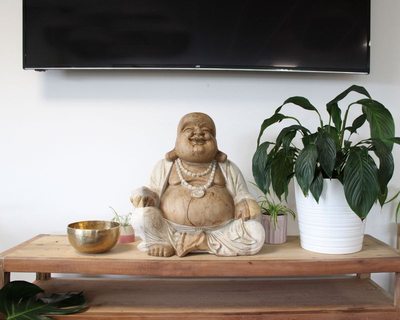 Handsnidad Buddhastaty - 50cm Glad - Vitkalkat
