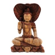 Handsnidad Buddhastaty - Shiva med Kobra - 50cm