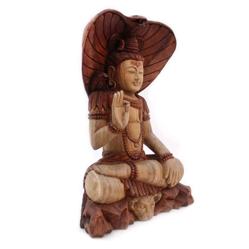 Handsnidad Buddhastaty - Shiva med Kobra - 50cm