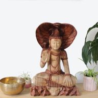Handsnidad Buddhastaty - Shiva med Kobra - 50cm