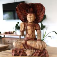 Handsnidad Buddhastaty - Shiva med Kobra - 50cm