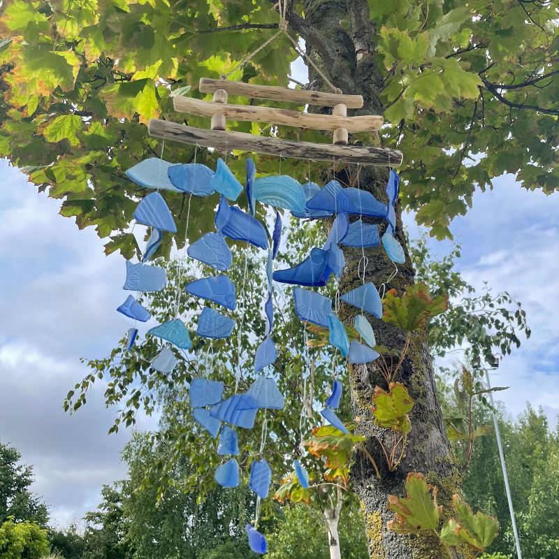 Vindspel av Återvunnet Glas - Blå