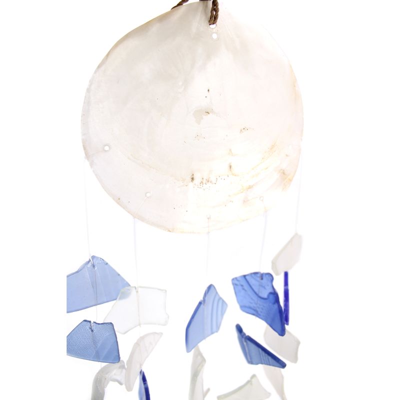 Vindspel av Återvunnet Glas & Copis - Blå & Vit