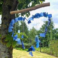 Vindspel av Återvunnet Glas - Blått Hjärta