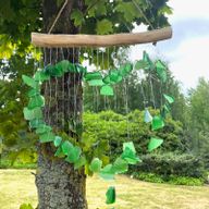Vindspel av Återvunnet Glas - Grönt Hjärta