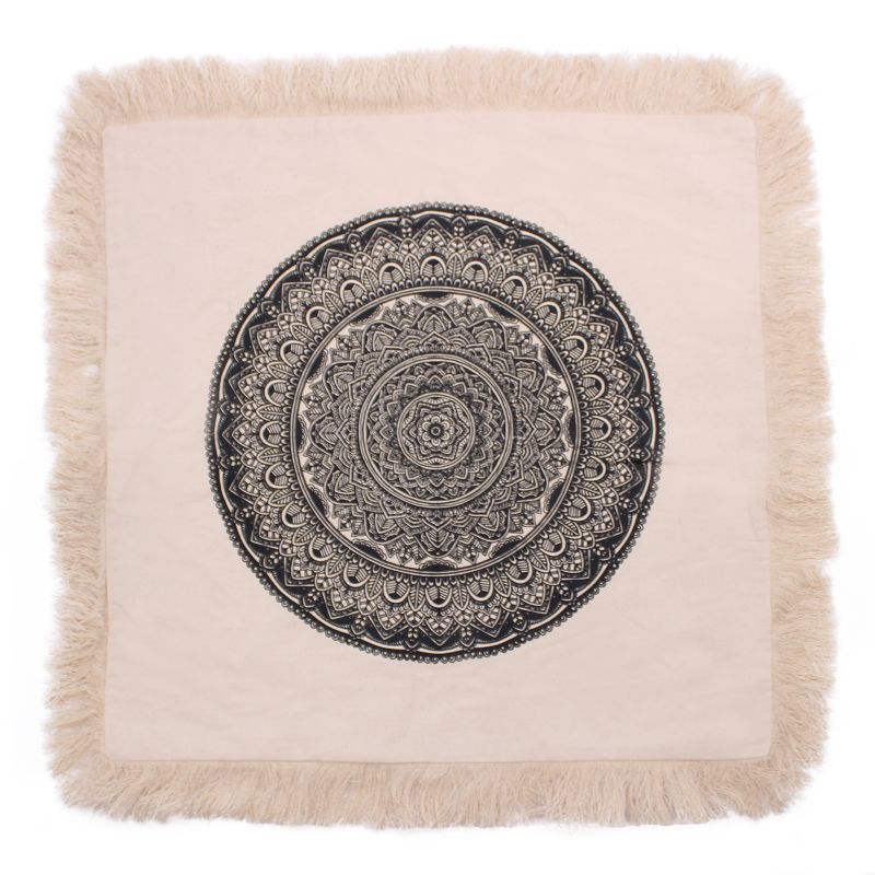 Traditionella Mandala Kuddfodral - 60x60cm - Svart