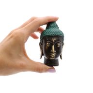 Liten Antik Buddhahuvud i Mässing
