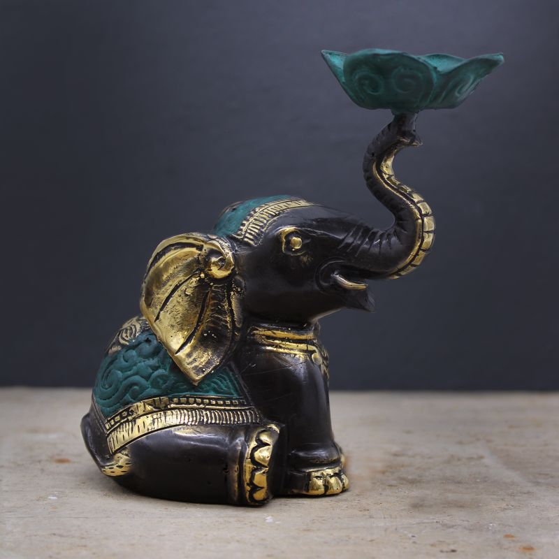 Medelstor Ljus- och Rökelsehållare - Elefant