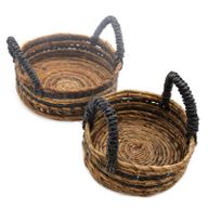 Korgar i Bananblad & Hitam Raffia - Set om 2