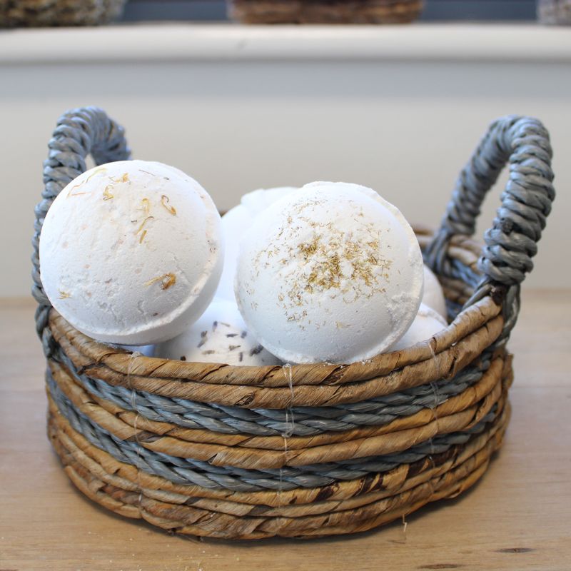 Korgar i Bananblad & Abu-abu Raffia - Set om 2