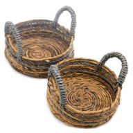 Korgar i Bananblad & Abu-abu Raffia - Set om 2