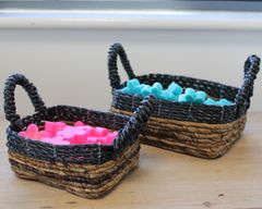Fyrkantiga Korgar i Bananblad & Hitam Raffia - Set om 3
