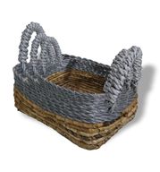 Fyrkantiga Korgar i Bananblad & Abu-Abu Raffia - Set om 3