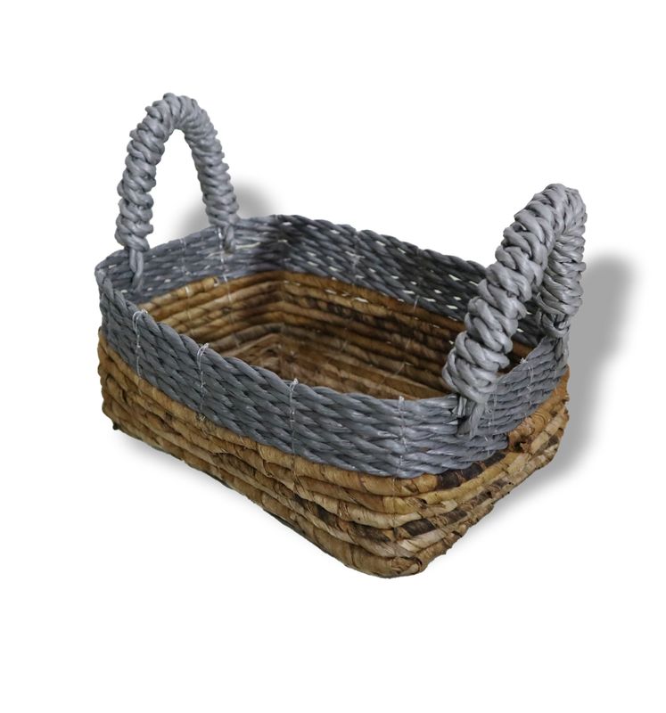 Fyrkantiga Korgar i Bananblad & Abu-Abu Raffia - Set om 3