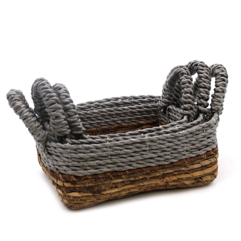Fyrkantiga Korgar i Bananblad & Abu-Abu Raffia - Set om 3