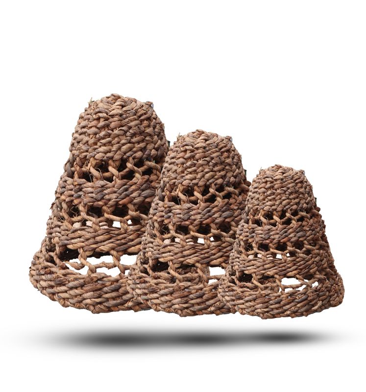 Set med 3 Storlekar - Naturliga Lampskärmar av Bananblad