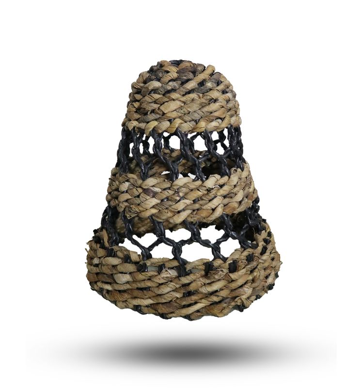 Set med 3 Storlekar - Naturliga Lampskärmar av Bananblad & Hitam Raffia