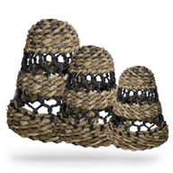 Set med 3 Storlekar - Naturliga Lampskärmar av Bananblad & Hitam Raffia