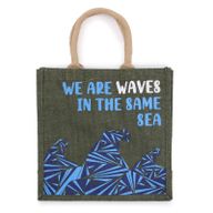 Jutepåsar med Tryck - We are Waves - Grå, Blå och Naturlig