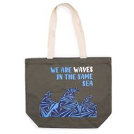 Bomullspåse med Tryck - We are Waves - Grå, Blå och Naturlig