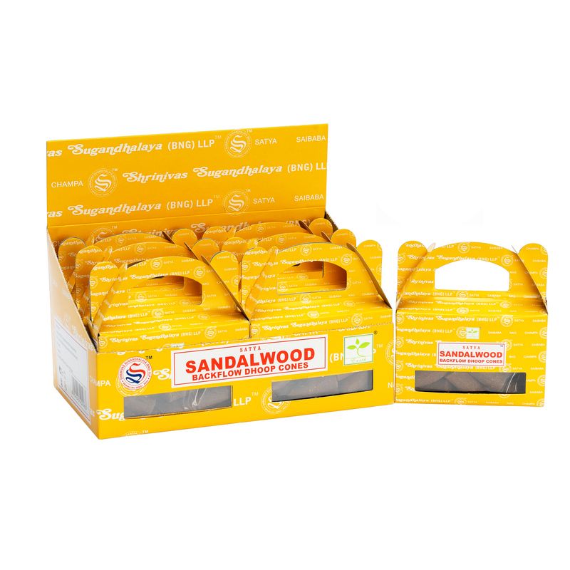 Satya Tillbakaflöde Dhoop Rökelsekoner (24 st) - Sandaelträ