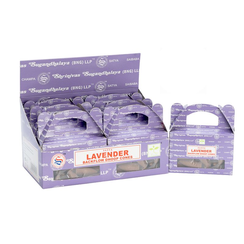 Satya Tillbakaflöde Dhoop Rökelsekoner (24 st) - Lavendel