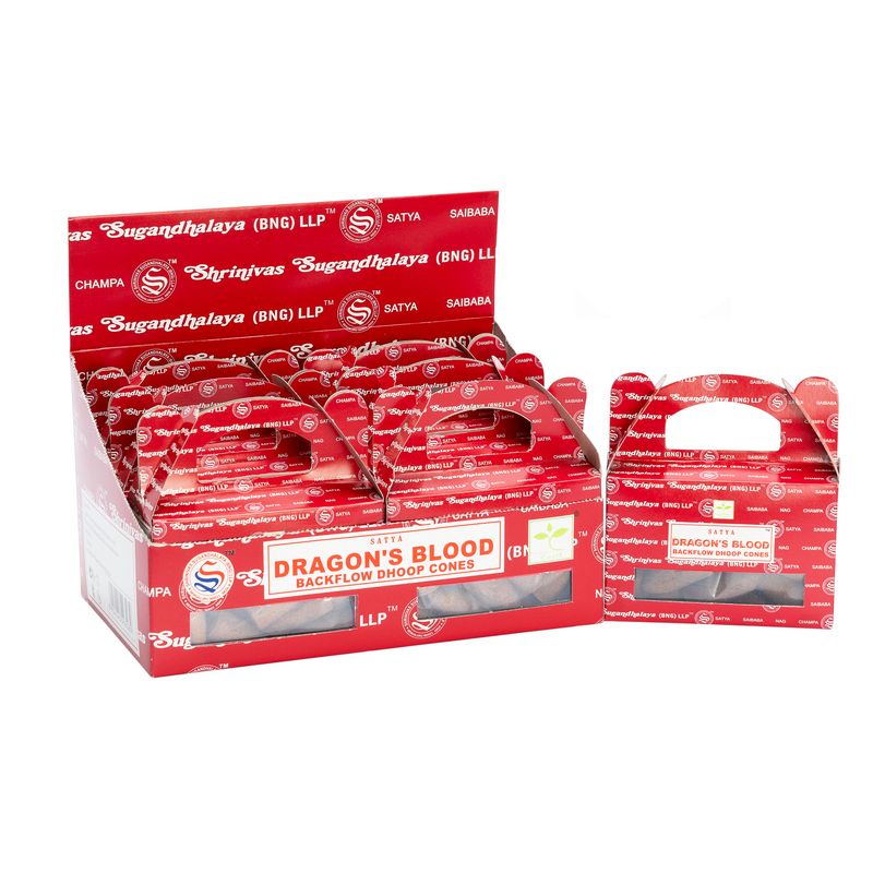 Satya Tillbakaflöde Dhoop Rökelsekoner (24 st) - Drakblod