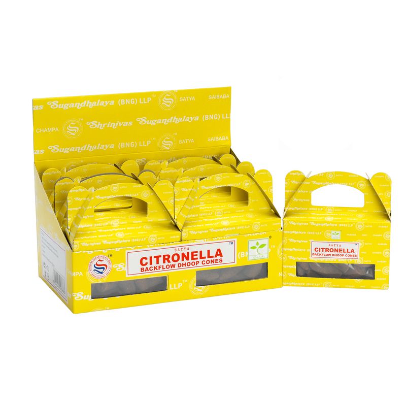 Satya Tillbakaflöde Dhoop Rökelsekoner (24 st) - Citronella