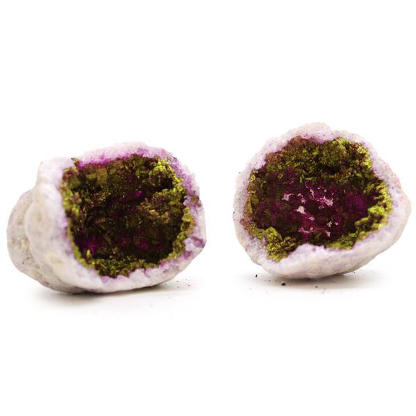 Färgade Kalcitgeoder - Naturlig Sten - Rosa & Guld