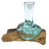 Smält Glas på Trä - Liten Vas