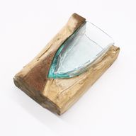 Smält Glas på Trä - V-formad Konstnärlig Vas