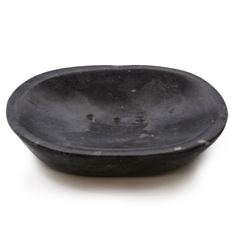 Klassisk Oval Svart Tvålfat av Marmor