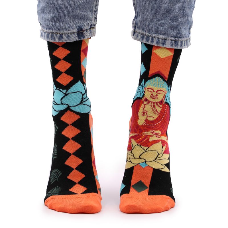 Hop Hare Bamboo Socks - Blue Buddha & Lotus S/M