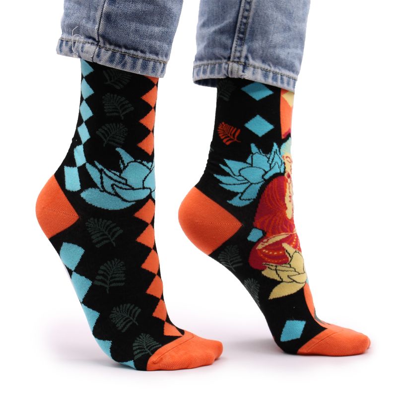 Hop Hare Bamboo Socks - Blue Buddha & Lotus S/M