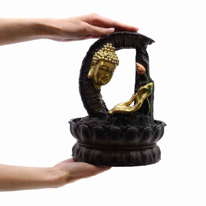 Bordsfontän - 30cm - Gyllene Buddha & Lotus