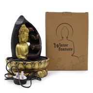 Bordsfontän - 30cm - Gyllene Buddha & Vattenkrukor