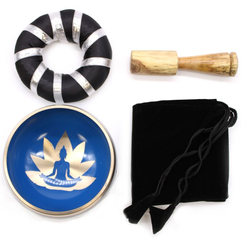 Klangskålsset Vit & Blå - Yogarörelser 10.7cm