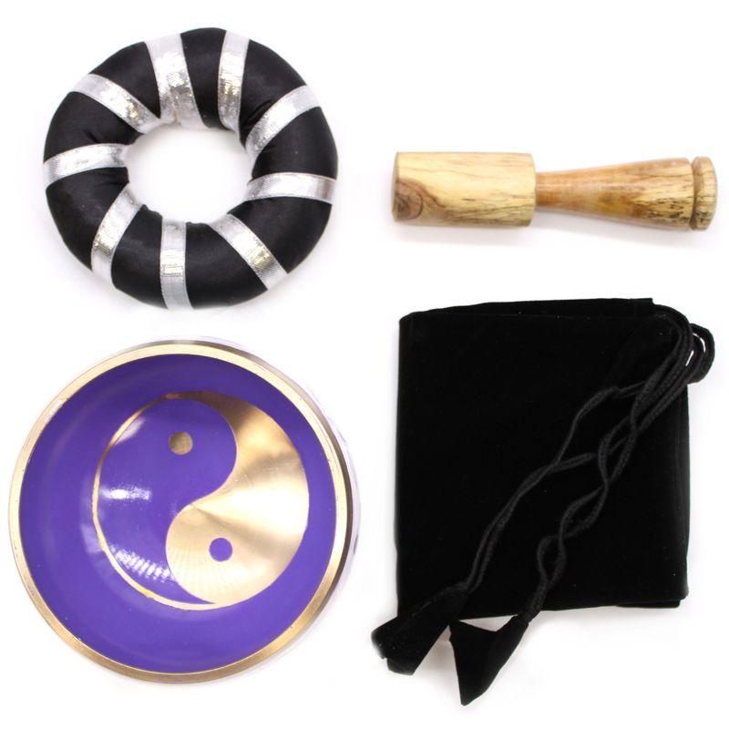 Klangskålsset Vit & Lila - Yin & Yang 10.7cm