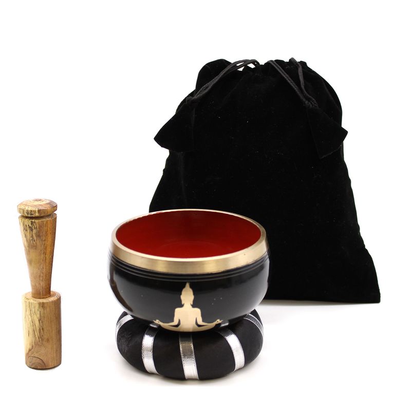Klangskålsset Svart & Orange - Buddha 10.7cm