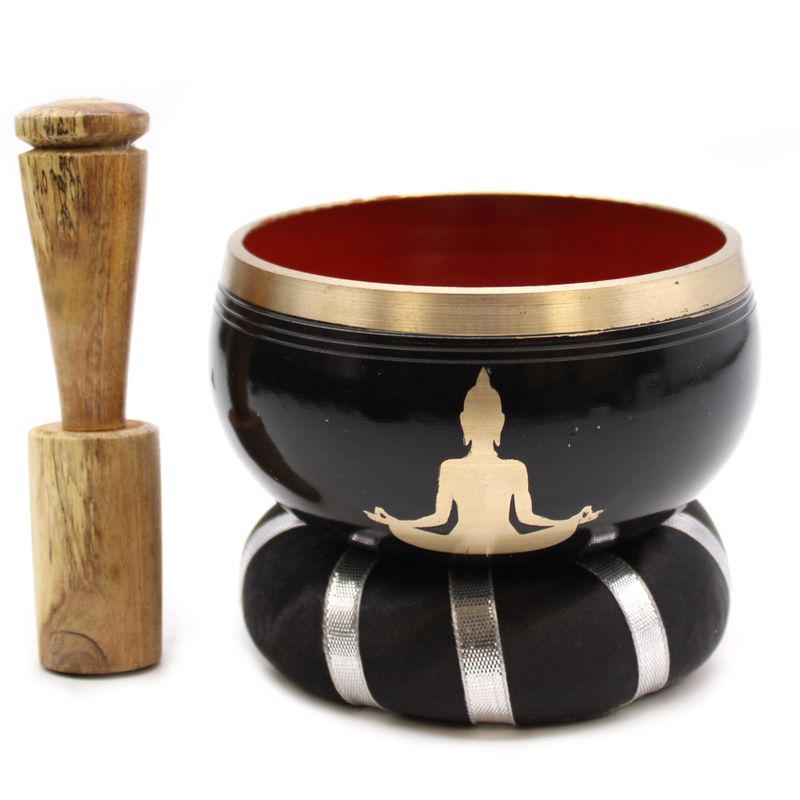 Klangskålsset Svart & Orange - Buddha 10.7cm