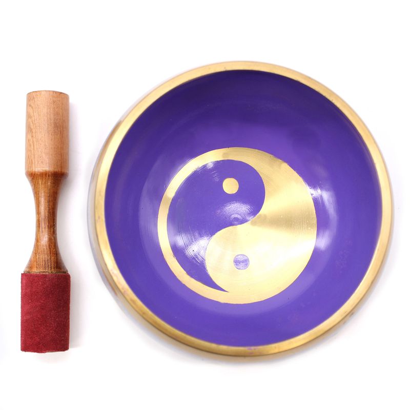 Stort Klangskålsset Vit & Lila - Yin & Yang 14cm