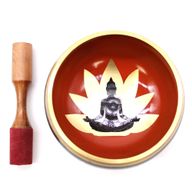 Stort Klangskålsset Svart & Orange - Buddha 14cm