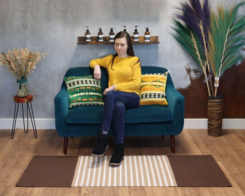 Indisk Bomullsmatta - 70x170cm - Mörkbrun / Beige