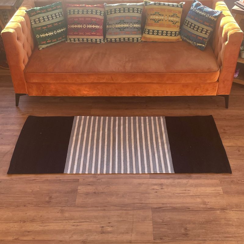 Indisk Bomullsmatta - 70x170cm - Svart / Grå