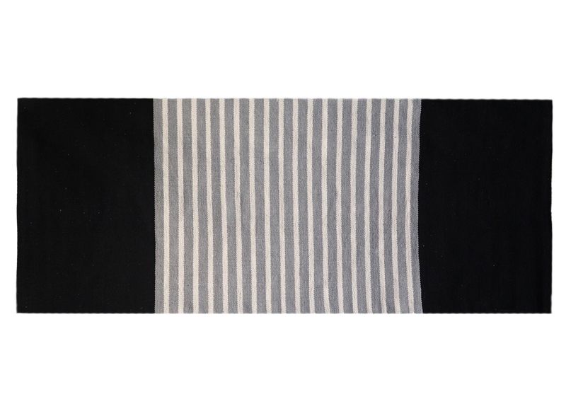 Indisk Bomullsmatta - 70x170cm - Svart / Grå
