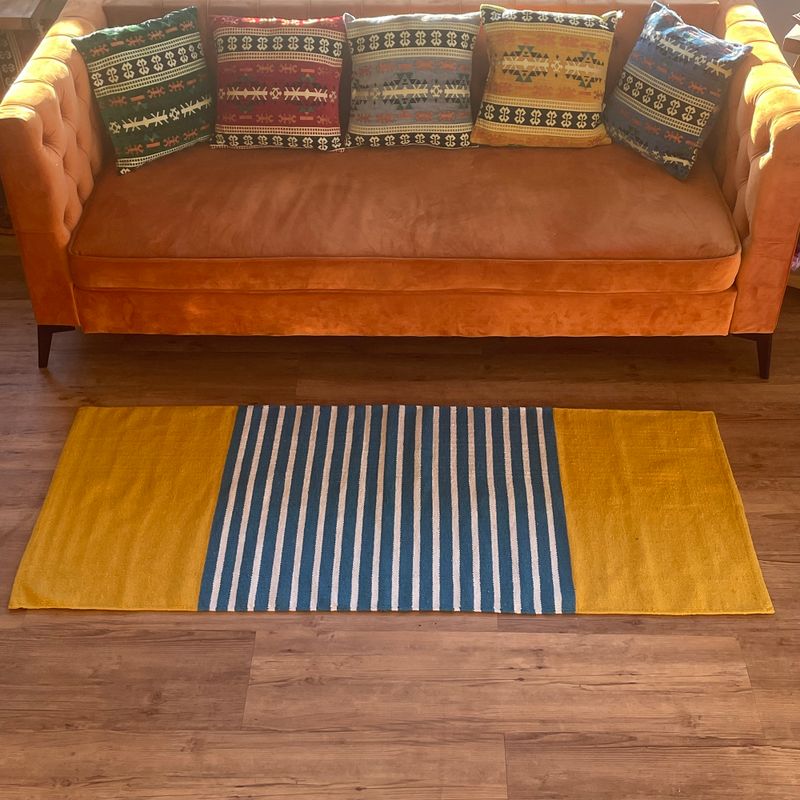 Indisk Bomullsmatta - 70x170cm - Gul / Blå