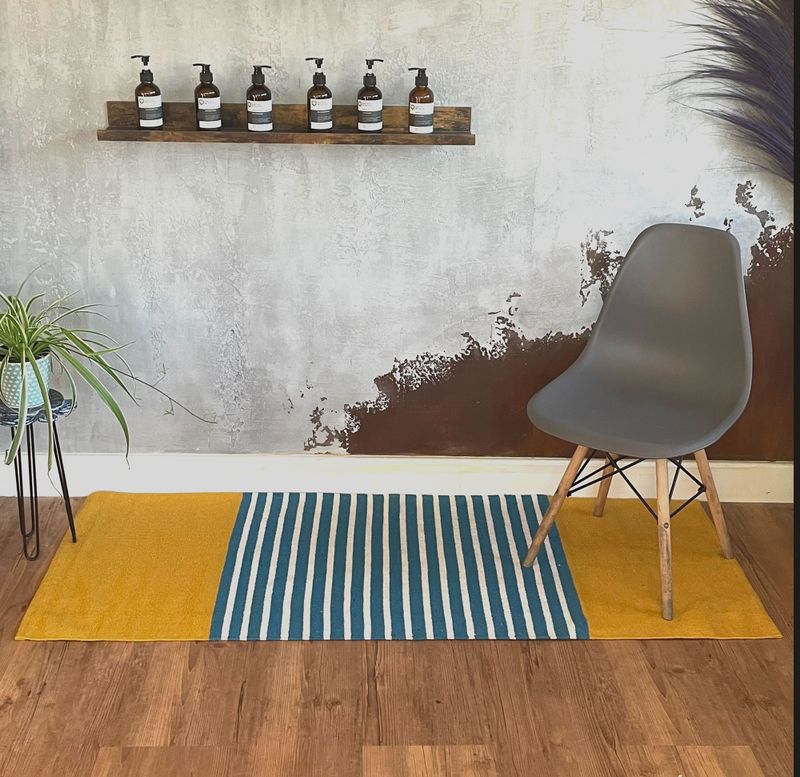 Indisk Bomullsmatta - 70x170cm - Gul / Blå